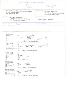 Purchasers order and shippers instructions