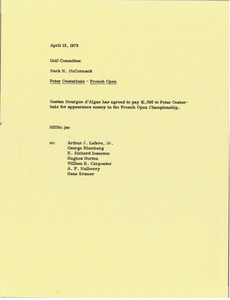 Memorandum from Mark H. McCormack to the Golf Committee