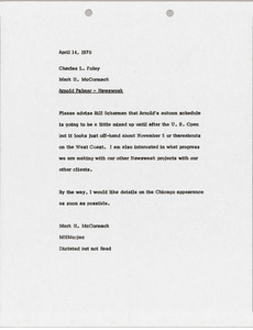 Memorandum from Mark H. McCormack to Charles L. Foley