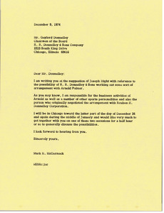 Letter from Mark H. McCormack to Gaylord Donnelley