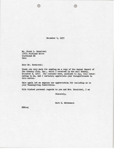 Letter from Mark H. McCormack to Frank L. Hornickel