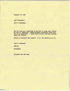 Memorandum from Mark H. McCormack to Saul Schoenberg