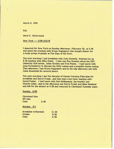 Memorandum from Mark H. McCormack to travel file