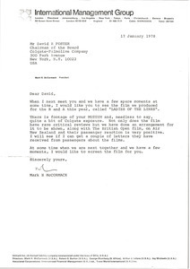 Letter from Mark H. McCormack to David R. Foster