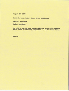 Memorandum from Mark H. McCormack to David A. Rees, Bob Happ and Brian Roggenburk