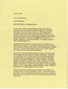 Memorandum from John Beddington to Mark H. McCormack