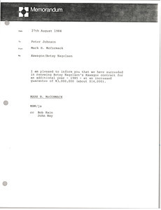 Memorandum from Mark H. McCormack to Peter Johnson