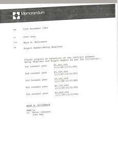 Memorandum from Mark H. McCormack to John Oney