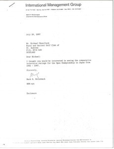 Letter from Mark H. McCormack to Michael Bonallack