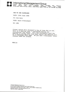 Fax from Mark H. McCormack to Bob Kain