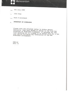 Memorandum from Mark H. McCormack to John Oney