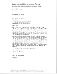 Letter from Mark H. McCormack to Edwin L. Artzt