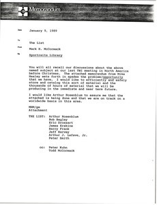 Memorandum from Mark H. McCormack concerning Sportraits Library