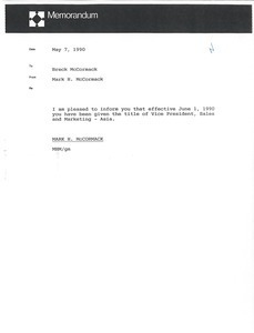 Memorandum from Mark H. McCormack to Breck McCormack