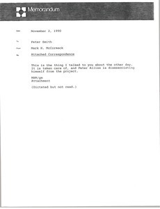 Memorandum from Mark H. McCormack to Peter Smith