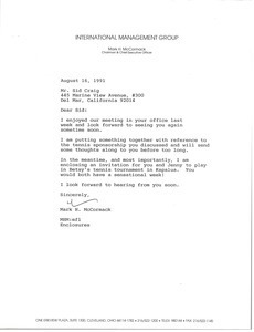 Letter from Mark H. McCormack to Sid Craig