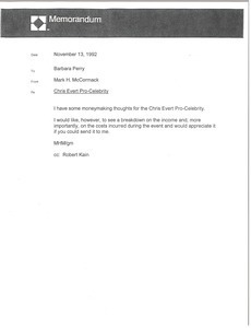 Memorandum from Mark H. McCormack to Barbara Perry