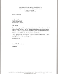 Letter from Mark H. McCormack to Gerard Thomas