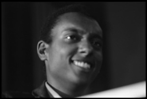 Stokely Carmichael at the podium at the Youth, Non-Violence, and Social Change conference, Howard University