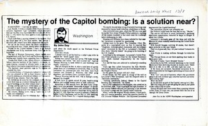 The mystery of the Capitol bombing: Is a solution near?