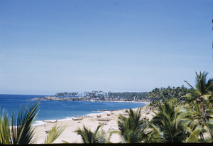 Small bay and beach near a coastal fishing village