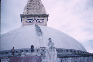 Close up of the Boudhanath Stūpa in Kathmandu