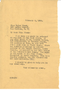 Letter from W. E. B. Du Bois to Helen Block