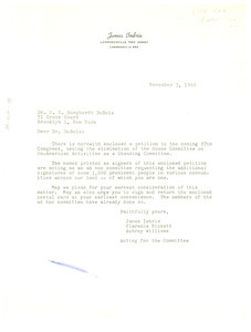Letter from Ad Hoc Committee to Eliminate the House Un-American Activities Committee to W. E. B. Du Bois