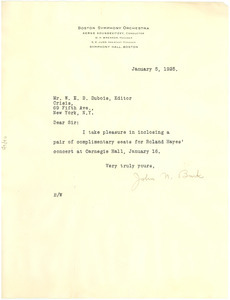 Letter from Boston Symphony Orchestra to W. E. B. Du Bois