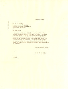Letter from W. E. B. Du Bois to G. J. Martin