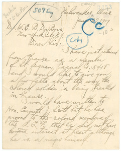 Letter from Dean Mohn to W. E. B. Du Bois