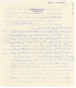 Letter from Ridgely Torrence to W. E. B. Du Bois
