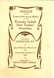 Program of the Twenty-Ninth Annual Meeting of the Kentucky Colored State Teachers' Association