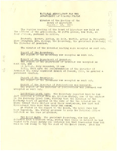 NAACP minutes of the meeting of the board of directors