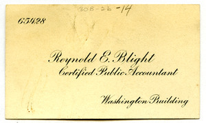 Business card of Reynold E. Blight