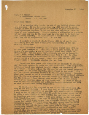 Letter from Laurence L. Doggett to Frank B. Wilson (November 21, 1916)