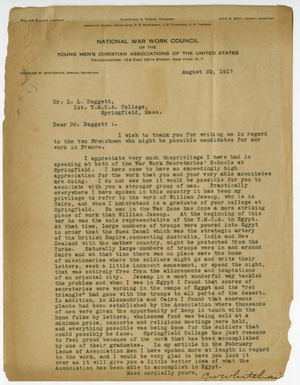 Letter from C. W. Whitehair to Laurence L. Doggett (August 22, 1917)