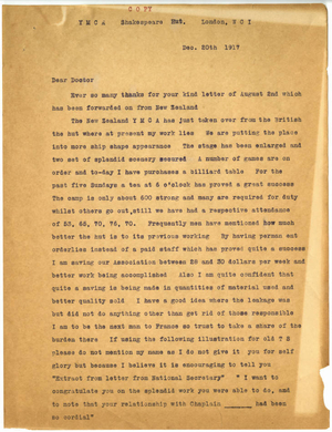 Transcription of a letter from Edward M. Ryan to Laurence L. Doggett (December 20, 1917)