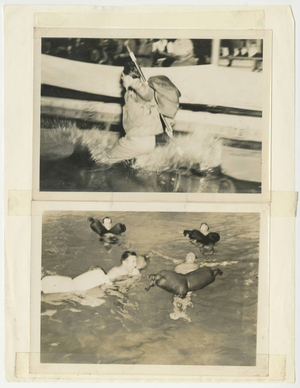 Two photographs of World War II soldiers in McCurdy Natatorium
