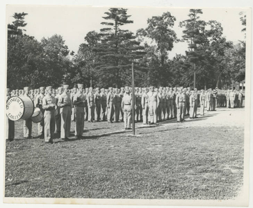 Soldiers in military parade on the campus of Springfield College (May 1943)