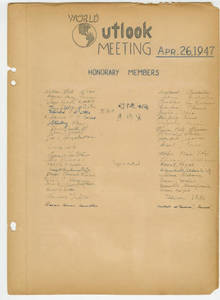 World Outlook Meeting members list, April 26, 1947