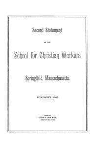 First Catalogue of the School for Christian Workers, 1885-1886