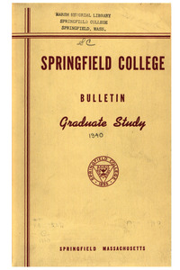 Springfield College Bulletin, Graduate Study at Springfield College (1940)