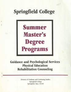 Summer Master's Degree Programs, 1984