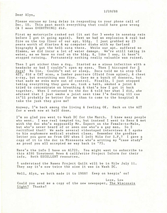 Correspondence from Lou Sullivan to Alyn Hess (January 19, 1988)