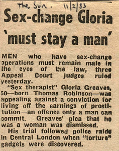Sex-change Gloria 'must stay a man'