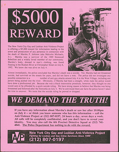 A Leaflet Inquiring for Information on Marsha P. Johnson's Death