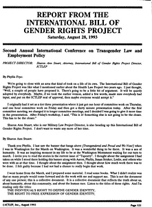 Report from the International Bill of Gender Rights Project