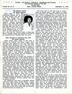 The Alpha Zeta Newsletter Vol. 3 No. 10 (September 15, 1987)