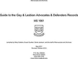 Guide to the Gay & Lesbian Advocates & Defenders Records